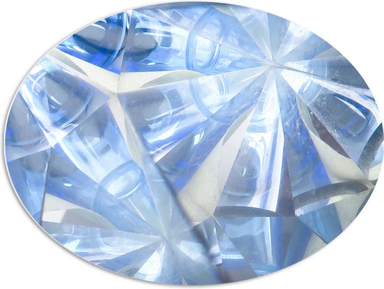 PVC Schuimplaat Ovaal - Abstracte Lichtblauwe Vakken in Tegengestelde Richtingen - 80x60 cm Foto op Ovaal (Met Ophangsysteem)