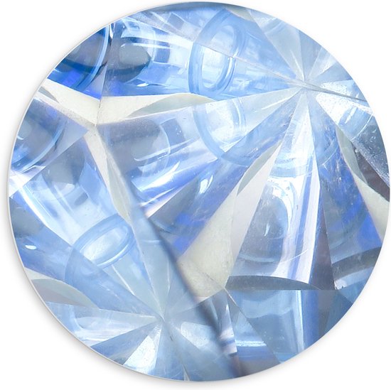 PVC Schuimplaat Muurcirkel - Abstracte Lichtblauwe Vakken in Tegengestelde Richtingen - 60x60 cm Foto op Muurcirkel (met ophangsysteem)