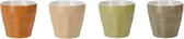 Excellent Houseware Koffie/espresso kleine kopjes - set van 4x stuks - porselein - Earth colours - 90 ml