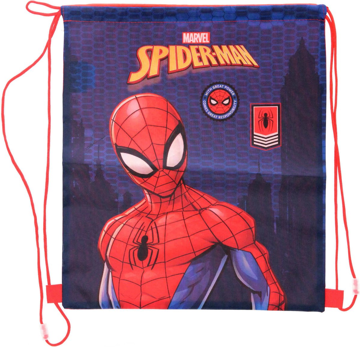 Marvel Spiderman gymtas/rugzak/rugtas voor kinderen - blauw/rood - polyester - 40 x 35 cm - Marvel