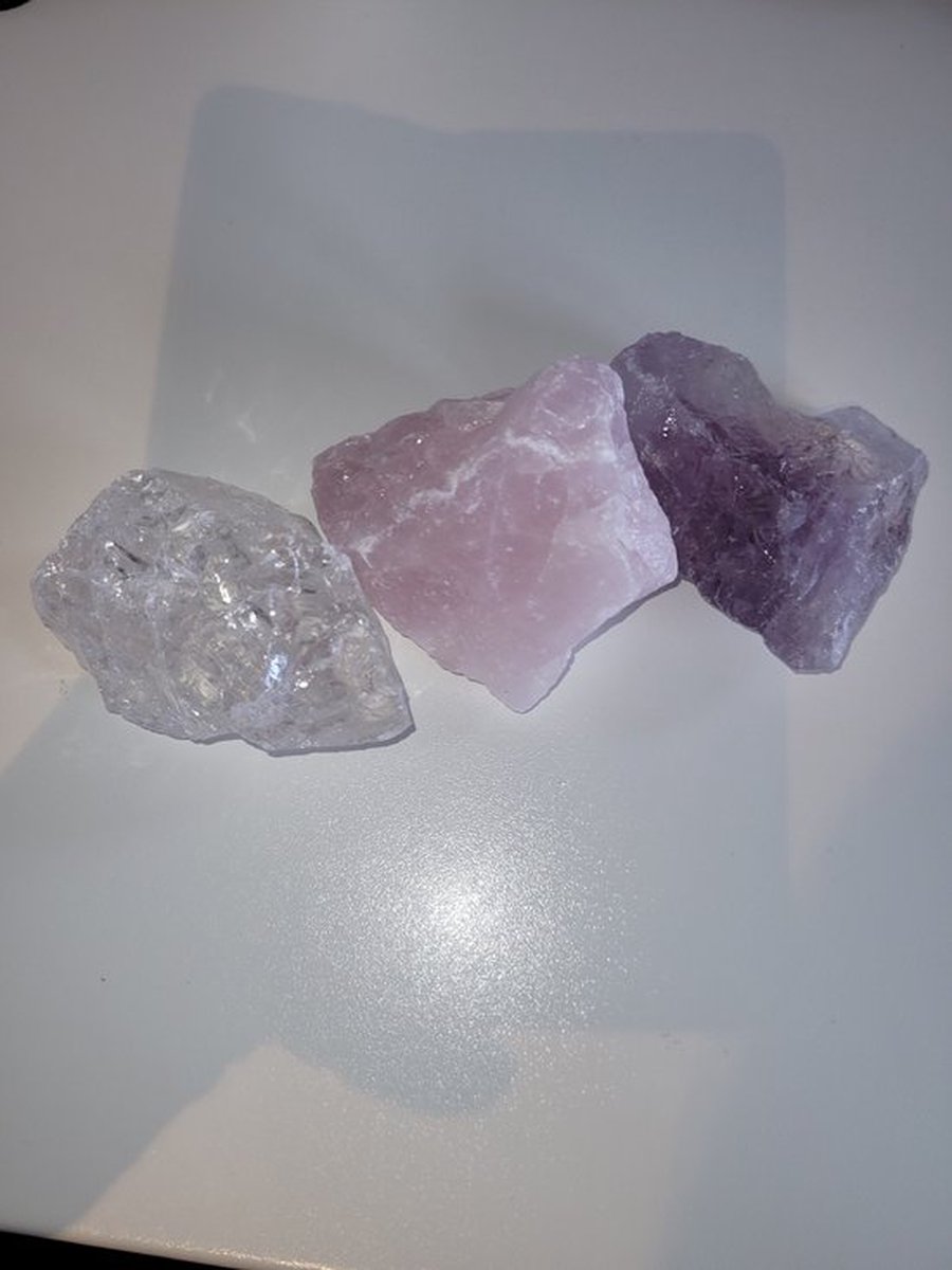 Gouden Driehoek Edelsteen - Amethist - Bergkristal rozekwarts