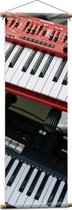 Textielposter - Rood en Zwart Keyboard - 40x120 cm Foto op Textiel