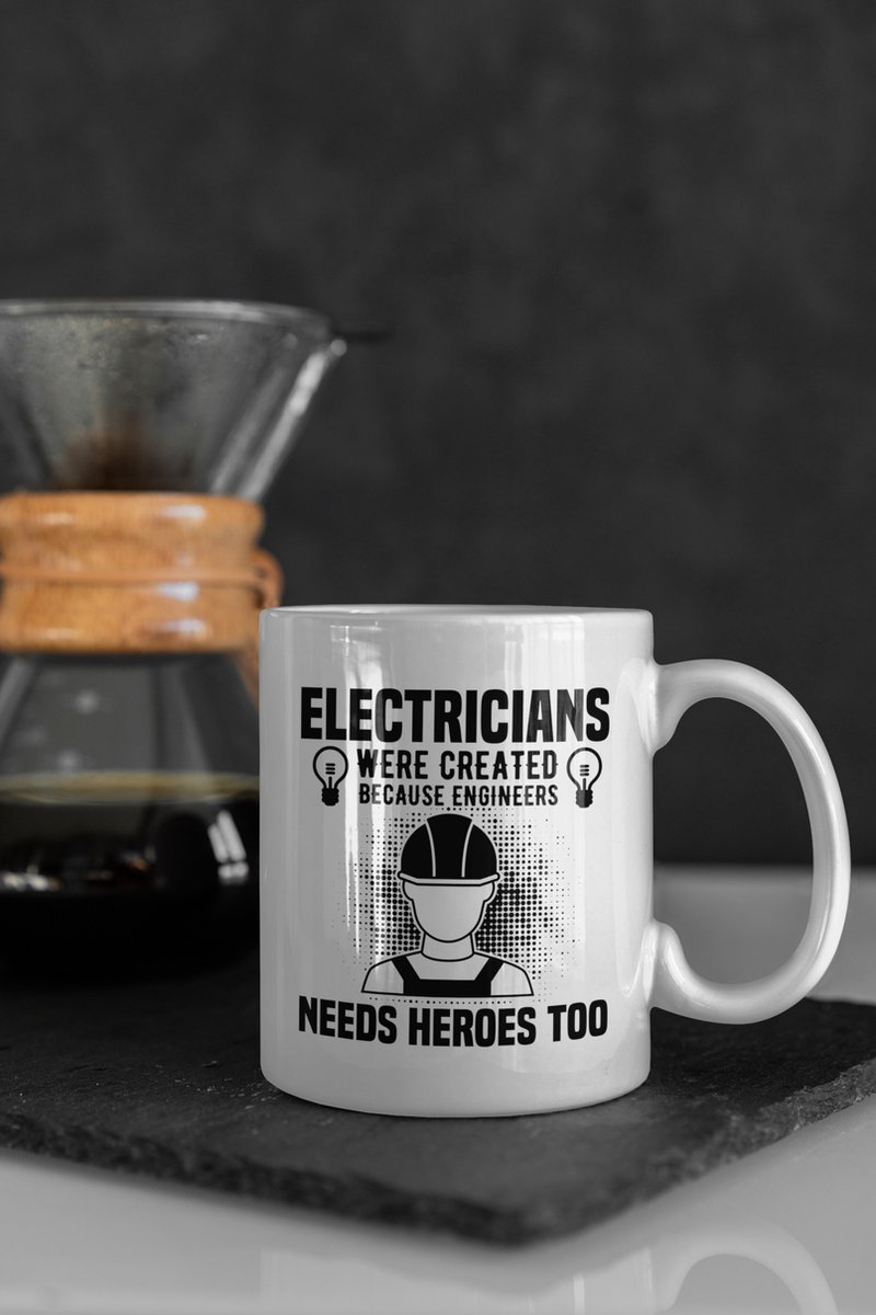 Rick & Rich Mok - Mok Electricians are Heroes - Mok Electrician - Mok met opdruk - Grappige Mok - Witte koffie mok bedrukt - Witte thee mok - Mug quote - Mok met quote - Cadeau voor man - Cadeau voor vrouw