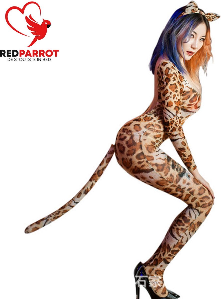Wild & Sense Luipaard bodysuit | Erotische bodysuit Jungle | Rollenspel | BDSM | Sexy jumpsuit | Tijger | Leeuwin Lingerie | One Size