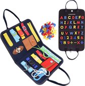 EverGoods Montessori Speelgoed - Busy Board - Montessori - Activiteitenbord - Motoriek Speelgoed - Kinderspeelgoed - Inclusief Letters/Getallen - Sensorisch Speelgoed - Blauw