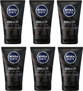 Nivea Men Deep Face + Beard Wash - 6x100ml - Voordeelverpakking