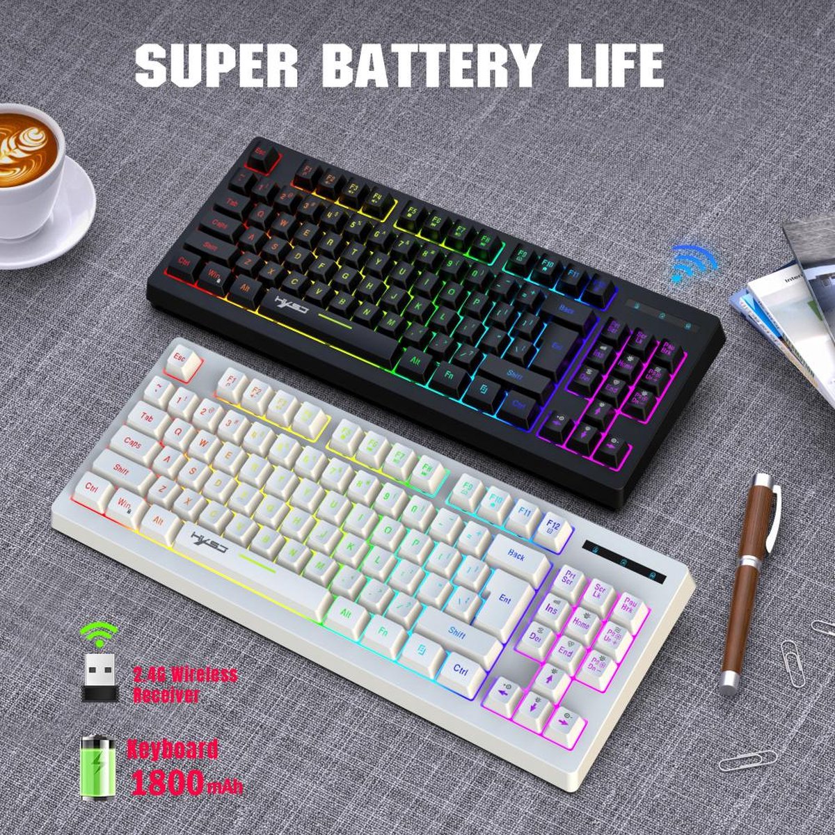 2023 Nouveau Langtu Gk65 Clavier mécanique sans fil à trois modes 2.4g 65  touches Clavier PC Gamer Hot-swap Pc Gaming Accessoires