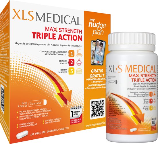 XL-S Medical Max Strength 120 Tabletten - Bevordert afbraak van vet,suiker,koolhydraten - XL-S Medical