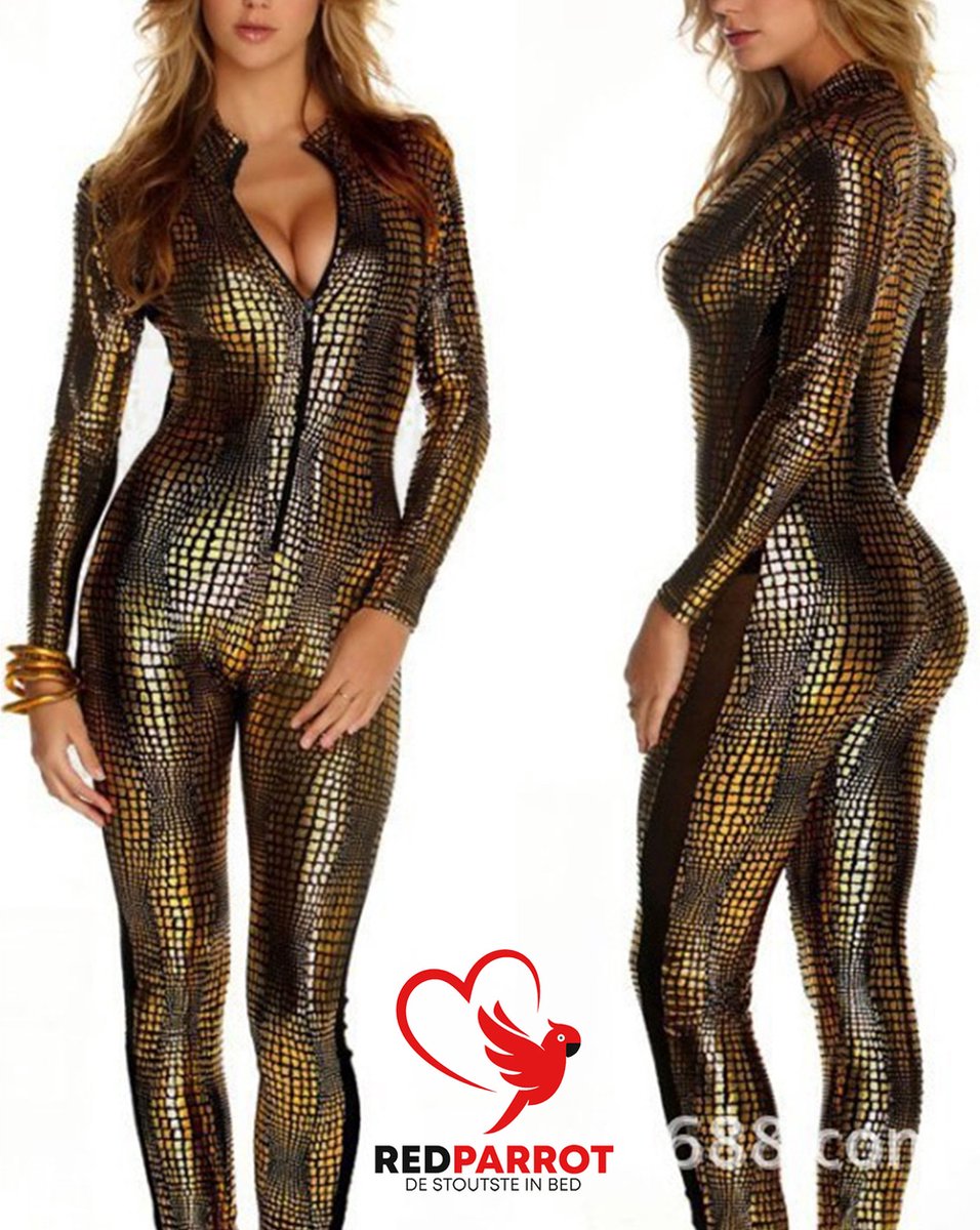 Latex bodysuit slangenprint Jungle deluxe | Snake print jumpsuit | Erotische latex suit | Sexy lak bodysuit | S tot en met XL