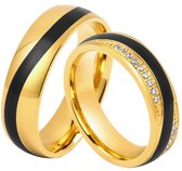 Jonline Prachtige Ringen voor hem en haar|Vriendschapsringen|Trouwringen| Zwart Goud Kleur |Zirkonia
