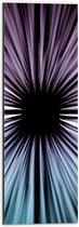 Dibond - Abstracte Strepen in Paars en Blauw tegen Zwart Doek - 20x60 cm Foto op Aluminium (Wanddecoratie van metaal)