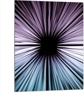 Dibond - Abstracte Strepen in Paars en Blauw tegen Zwart Doek - 75x100 cm Foto op Aluminium (Wanddecoratie van metaal)