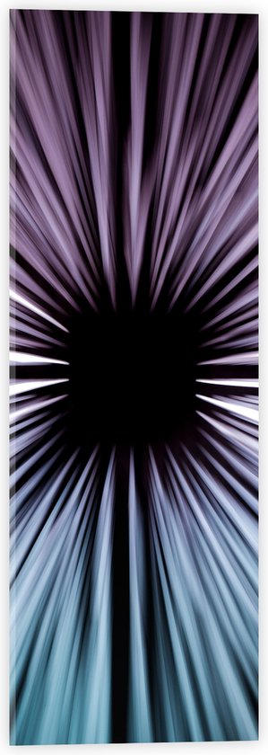 Acrylglas - Abstracte Strepen in Paars en Blauw tegen Zwart Doek - 20x60 cm Foto op Acrylglas (Wanddecoratie op Acrylaat)
