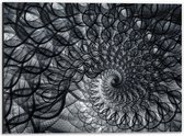 Dibond - Cirkelvormig Patroon met Zwart, Wit en Grijs - 40x30 cm Foto op Aluminium (Wanddecoratie van metaal)