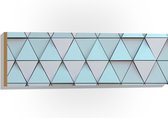 Hout - Geometrisch Ruit Patroon in Blauwe Kleur - 90x30 cm - 9 mm dik - Foto op Hout (Met Ophangsysteem)