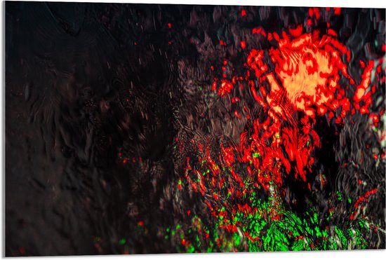 Acrylglas - Foto van Rood en Groen Licht achter Glazen Wand - 90x60 cm Foto op Acrylglas (Met Ophangsysteem)