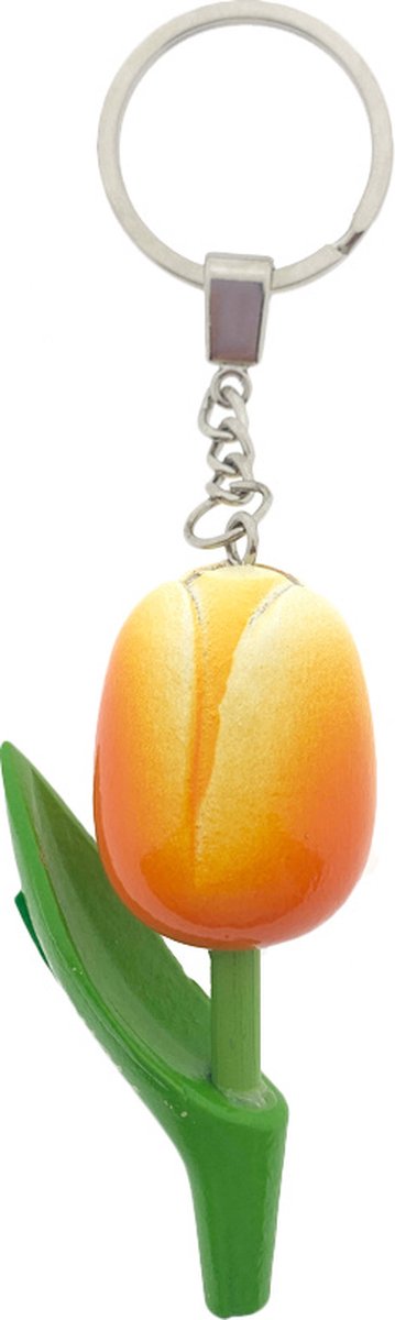 Sleutelhanger Tulp - Oranje/Wit - Souvenir Sleutelhanger