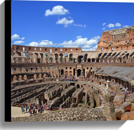 Canvas - Binnenkant van het Colesseum in Rome, Italië - 40x40 cm Foto op Canvas Schilderij (Wanddecoratie op Canvas)