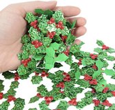 Akyol - Kerstkransversiering - deurkrans - 50 stuks -bessenplant - kerststukje maken- bessen - kerst- kerstdecoratie -groene decoratie - kerstkrans- kerstkrans – planten – versiering - kerst decoratie - decoratie kerst - tafel decoratie voor kers