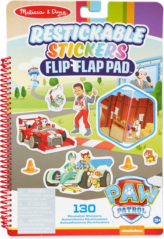 Foto: Melissa doug flip flap pad met herbruikbare paw patrol stickers klassieke missies 130 herbruikbare stickers 