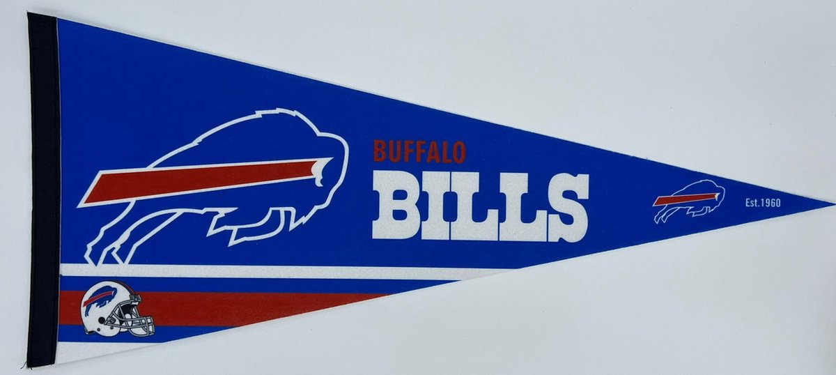 USArticlesEU - Buffalo Bills - NFL - Vaantje - Wimpel - Vlag - American Football - Sportvaantje - Pennant - Blauw/Rood/Wit - 31 x 72 cm - new york - new jersey - buffalo voetbal