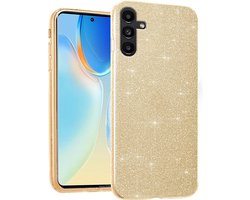 Casemania Hoesje Geschikt voor Samsung Galaxy A54 5G Goud - Glitter Back Cover