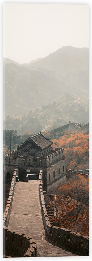 Acrylglas - Bovenaanzicht van Chinese Muur in Herfst - 20x60 cm Foto op Acrylglas (Wanddecoratie op Acrylaat)