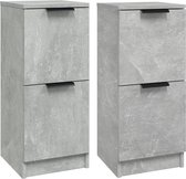 vidaXL-Dressoirs-2-st-30x30x70-cm-bewerkt-hout-betongrijs