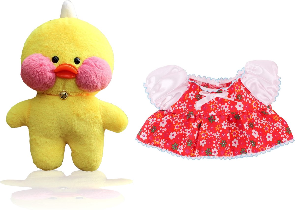 Klikkopers® - Paper Duck knuffel - Jurk - 30 cm - Paper Duck - Lalafanfan - Paperduck - Geel