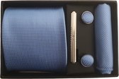 Stropdas set met pochet BLAUW LICHTBLAUW - Das inclusief pochet, manchetknopen en dasspeld - Zeer luxe kwaliteit - Cadeau - Verschillende kleuren