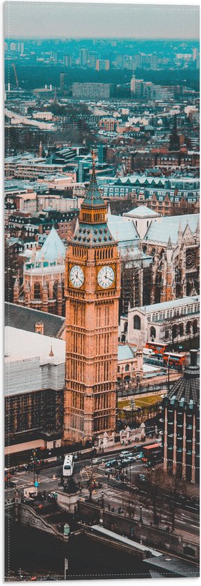 Vlag - Big Ben met Andere Gebouwen in Londen, Engeland - 20x60 cm Foto op Polyester Vlag