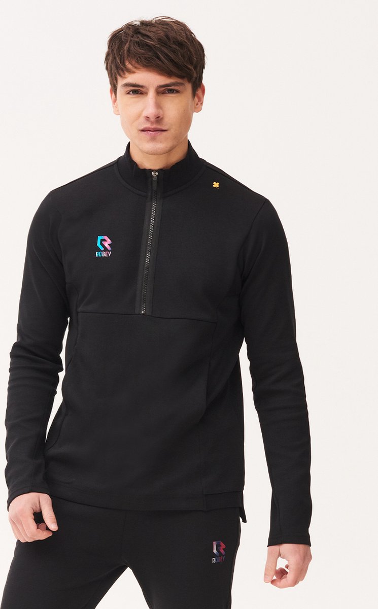 Robey Off Pitch Cotton Ziptop Heren - Zwart | Maat: L