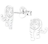Joy|S - Zilveren tijger oorbellen - 7 x 9 mm - zilver