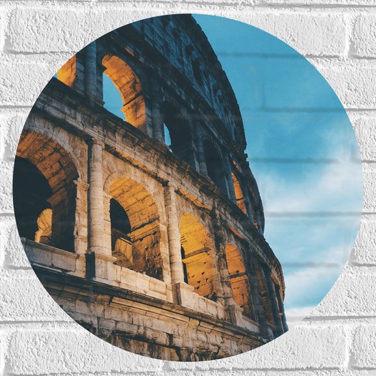 Muursticker Cirkel - Muur van het Colesseum in Rome, Italië - 50x50 cm Foto op Muursticker