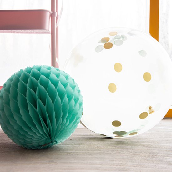 Ballon XL met Confetti Goud & Mint 61 cm - 1 stuks