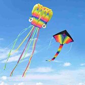 Kit de 2 cerfs-volants, grand cerf-volant octopus de 5 m et deltaplane arc-en-ciel avec de belles queues pour enfants et adultes, facile à piloter pour les jeux et activités de plein air pour enfants.