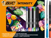 BIC Intensity Schrijfset met 4 Fineliners en 4 Viltstiften met Medium Punt en Notitieboek - Diverse kleuren