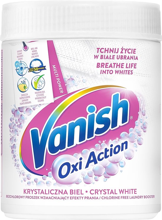 Vanish - Oxi Action - Crystal White - Poeder - Vlekkenverwijderaar voor witte was - 470gr