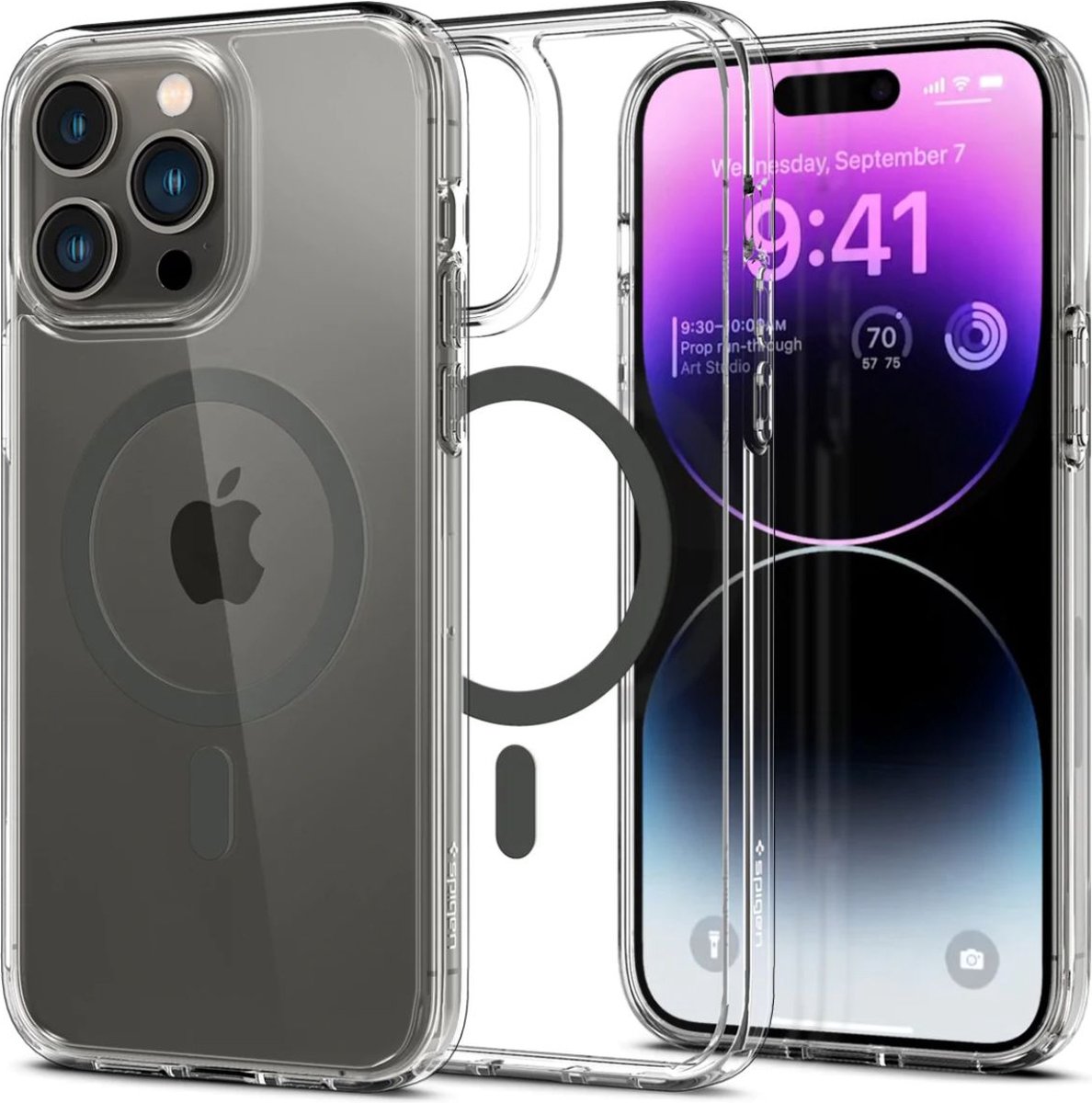 Geschikt voor Spigen Apple iPhone 14 Pro Max met Mag Hoesje Grijs