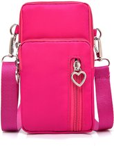Telefoontas - dames - roze - waterdicht - sporten - telefoon en portemonnee - afneembare schouderband