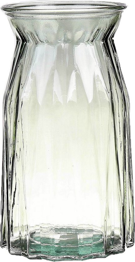 Bellatio Design Bloemenvaas - helder groen transparant glas - D12 x H20 cm - vaas