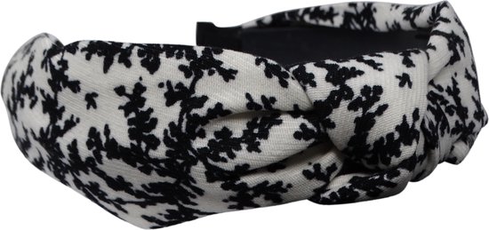Jessidress® Hoofdband met vaste knot Haar Diadeem Dames Haarband met Bloemenprint - Wit