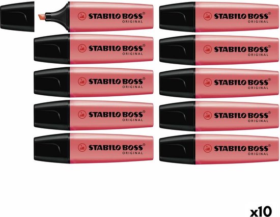 Doos met 10 rode STABILO BOSS ORIGINAL stiften.
