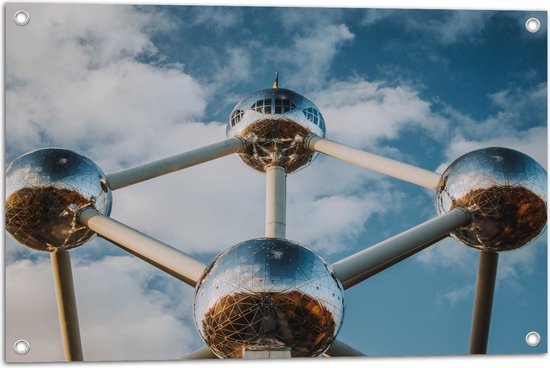 Tuinposter – Atomium in Brussel, België - 75x50 cm Foto op Tuinposter (wanddecoratie voor buiten en binnen)