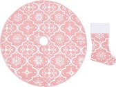 vidaXL - Kerstboomrok - luxe - met - sok - 122 - cm - stof - roze