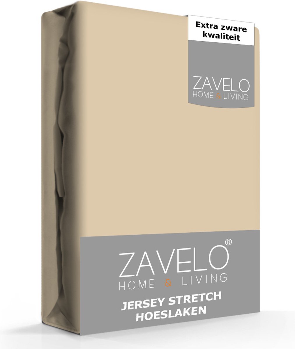 Zavelo® Jersey Hoeslaken Zand - Lits-jumeaux (180x200 cm) - Hoogwaardige Kwaliteit - Rondom Elastisch - Perfecte Pasvorm