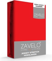 Zavelo® Jersey Hoeslaken Rood - Extra Breed (190x220 cm) - Hoogwaardige Kwaliteit - Rondom Elastisch - Perfecte Pasvorm