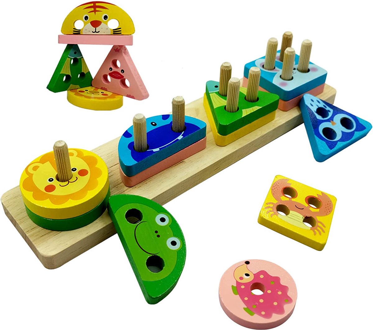 TrueForYou - Jouets Montessori pour 2-3-4 ans, speelgoed en bois, formes de  tri