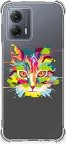 Silicone Case Motorola Moto G53 Smartphone hoesje met doorzichtige rand Cat Color