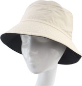 Bucket hat- Effen-Vissershoeden- Katoen-Heren- Dames- Unisex- Tweekanten gebruik- Beige